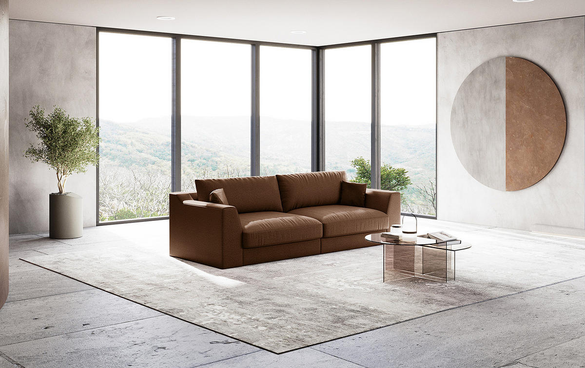 BIG-SOFA - Haselnussfarben, Kunststoff/Textil (274/90/112cm) - home24