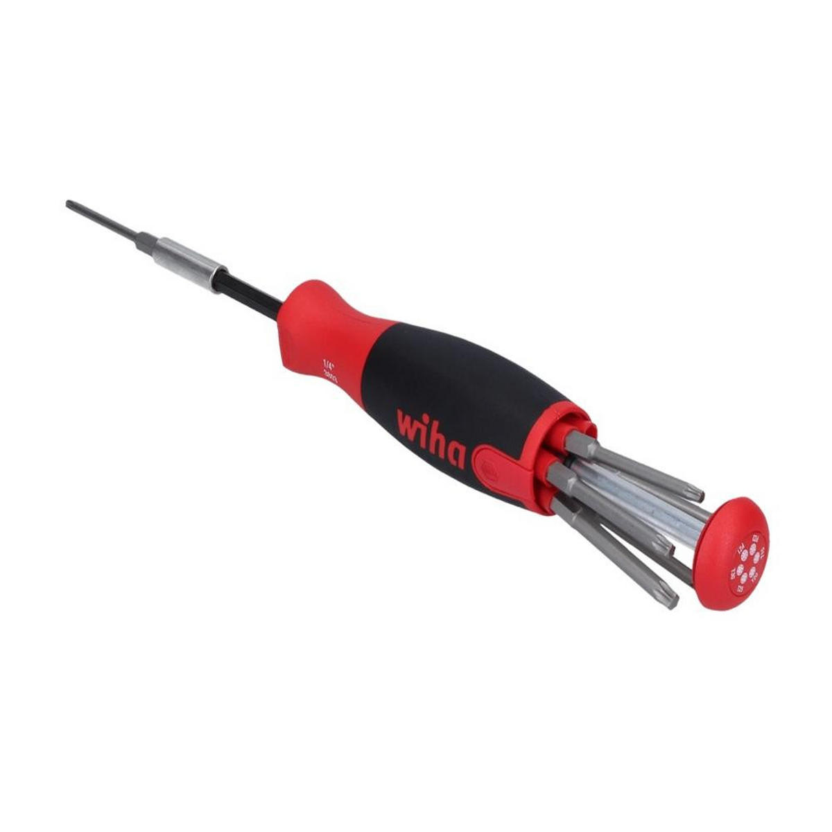 WIHA LiftUp Schraubendreher mit 6 Bit Magazin 1/4" 70 mm magnetisch ( 3803-01022 38590 ) - Multicolor, Kunststoff (22/4/4cm) - Wiha