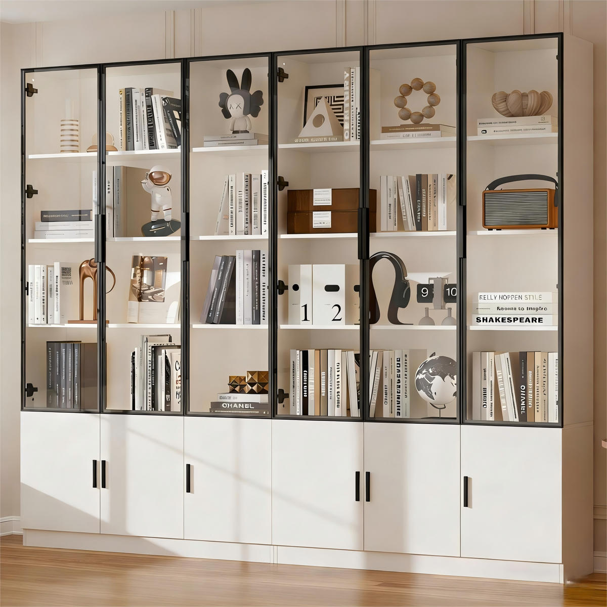 VITRINE LED 240cm Glasvitrine 12 Türen Hochschrank Weiß - Weiß, Glas (240/200/32cm) - FLIEKS