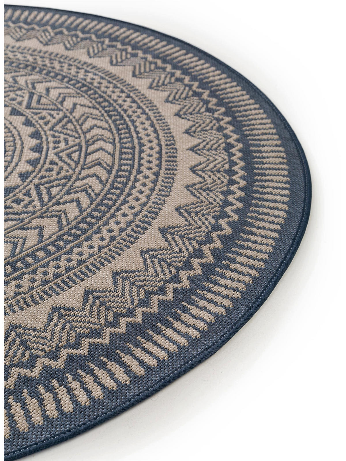 OUTDOORTEPPICH Metro Blau ø 120 cm rund - Blau, Textil (120/120cm) - benuta Nest