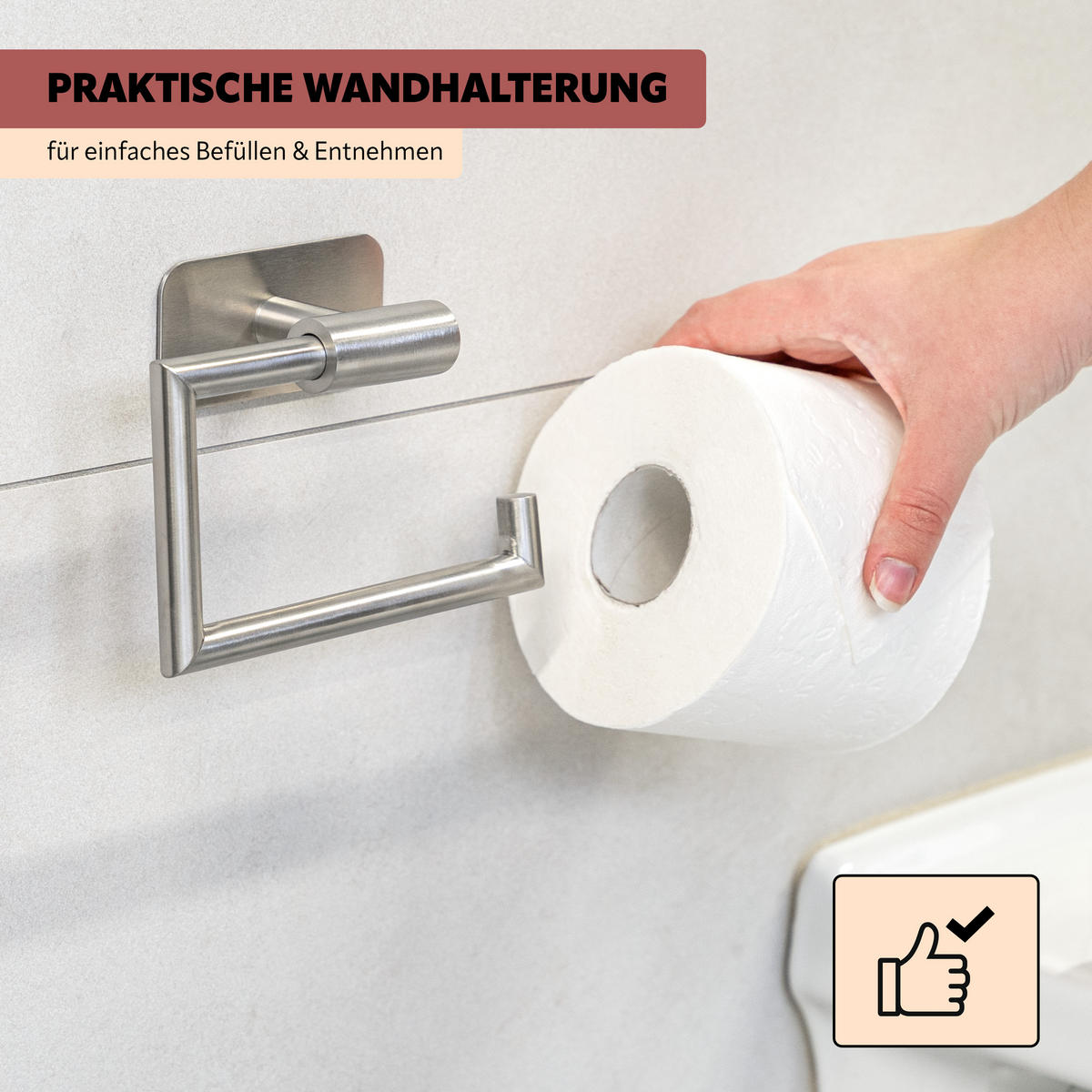 TOILETTENPAPIERHALTER PIAZZA TAPE, Edelstahl, matt - Edelstahlfarben, Metall (15/10.5/5.5cm) - bremermann