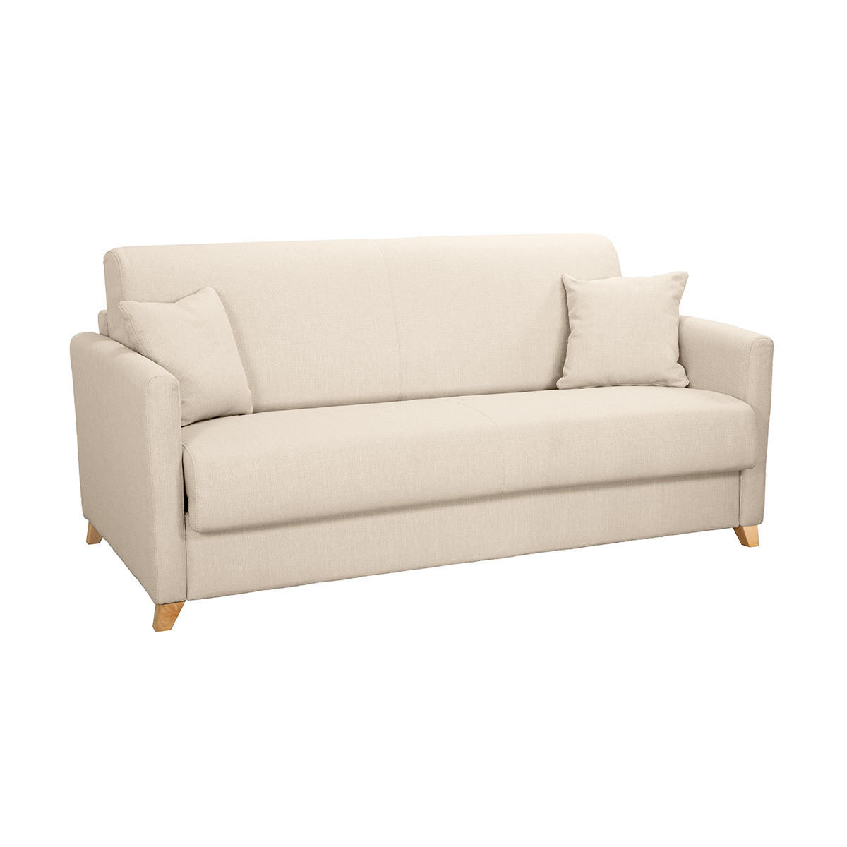 SCHLAFSOFA Skandinavisch 3-Sitzer Beige SKANDY - Beige, Textil (99/92/176cm) - Miliboo