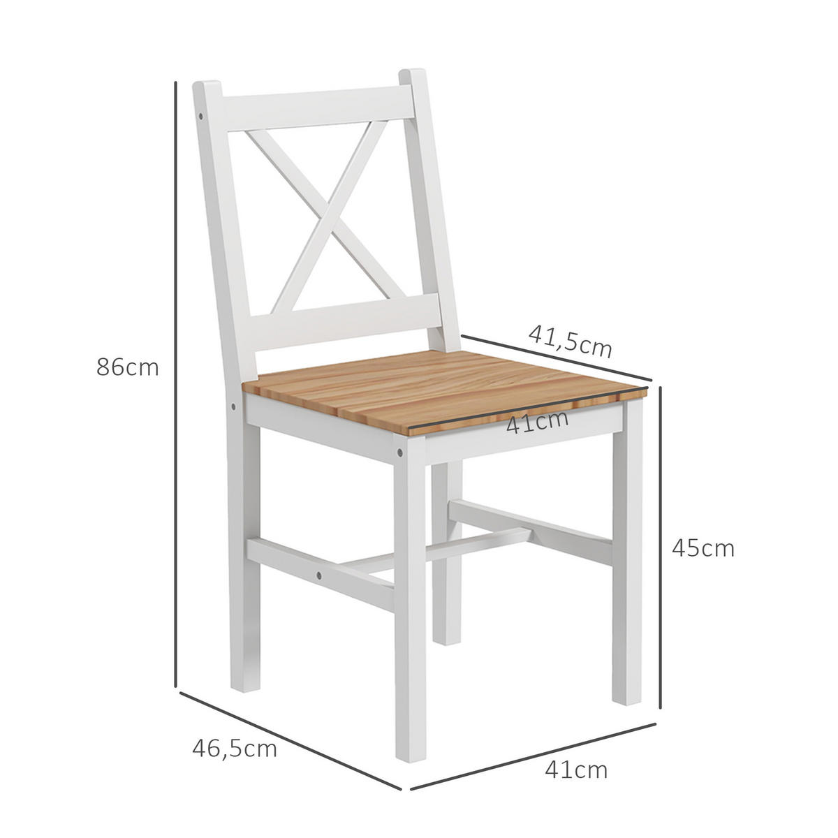 ESSZIMMERSTÜHLE 4er-Set DE-13246 Landhausstil mit weißem Gestell Weiß/Natur - Naturfarben, Holz (46.5/86/41cm) - ComfortXL