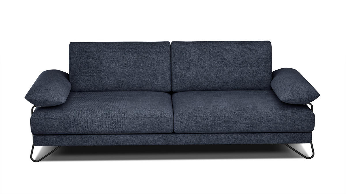 SOFA LORI 3-Sitzer, dunkelblau - Schwarz/Dunkelblau, Holzwerkstoff/Textil (245/87/96cm) - Courtois Laville