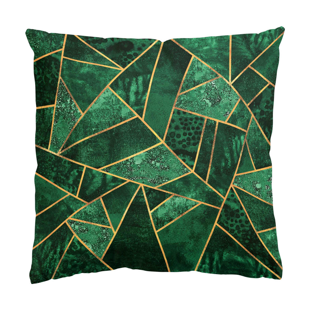 DEKOKISSEN Dunkler Smaragd mit Gold 40/40 cm - Grün, Textil (40/40/10cm) - Bilderwelten
