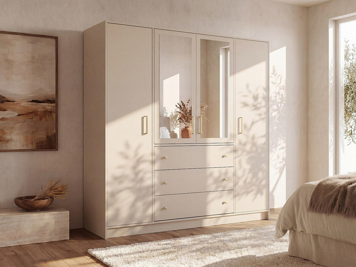 KLEIDERSCHRANK - 196 cm x 58 cm - holz - beige Lizandro - Beige, Holz (196/200/58cm) - Vente-Unique