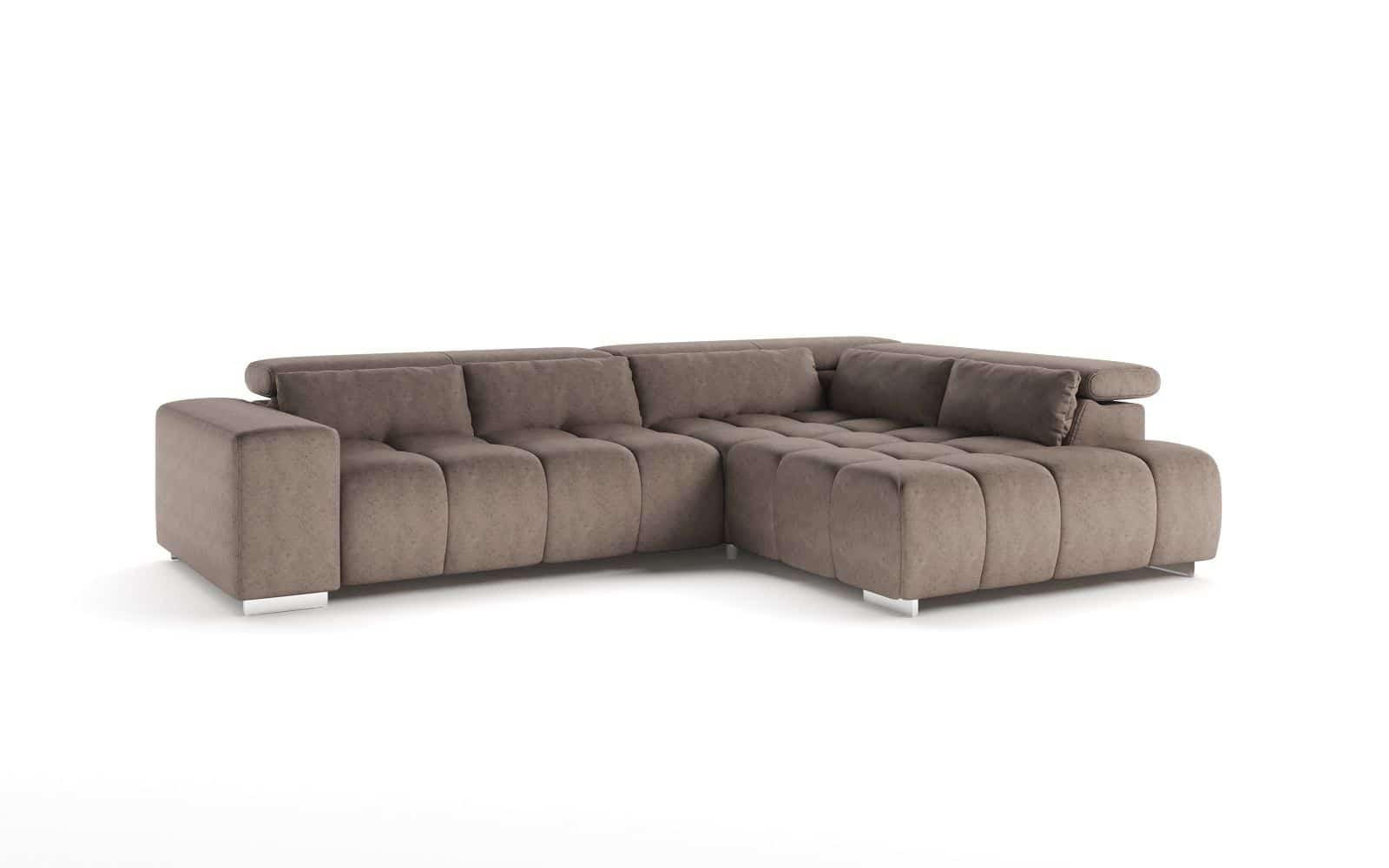 ECKSOFA mit verstellbaren Kopflehnen - Sandfarben/Chromfarben, Textil/Metall (225/310cm) - Cotta