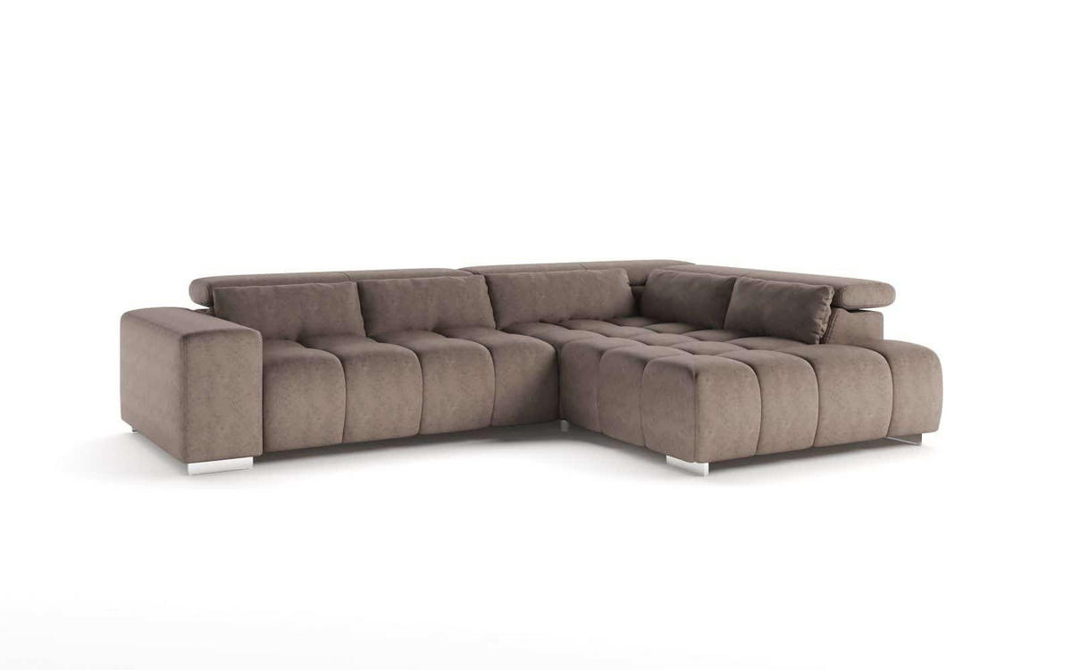 ECKSOFA mit verstellbaren Kopflehnen - Sandfarben/Chromfarben, Textil/Metall (225/310cm) - Cotta