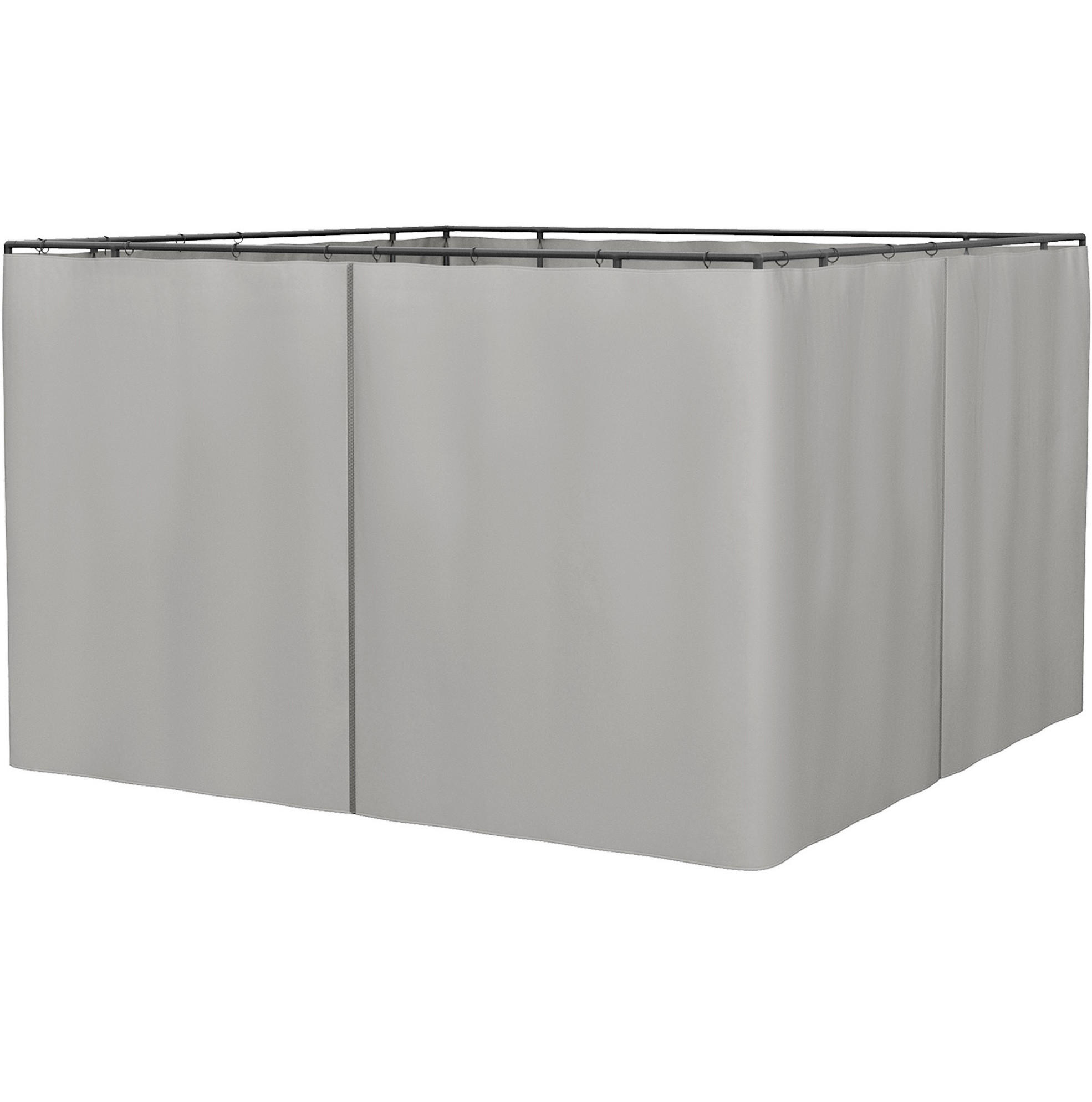 PAVILLON-SEITENWÄNDE 302/205 cm hellgrau aus Polyester mit Haken und C-Ringen - Hellgrau, Textil (205/1/302cm) - OKWISH