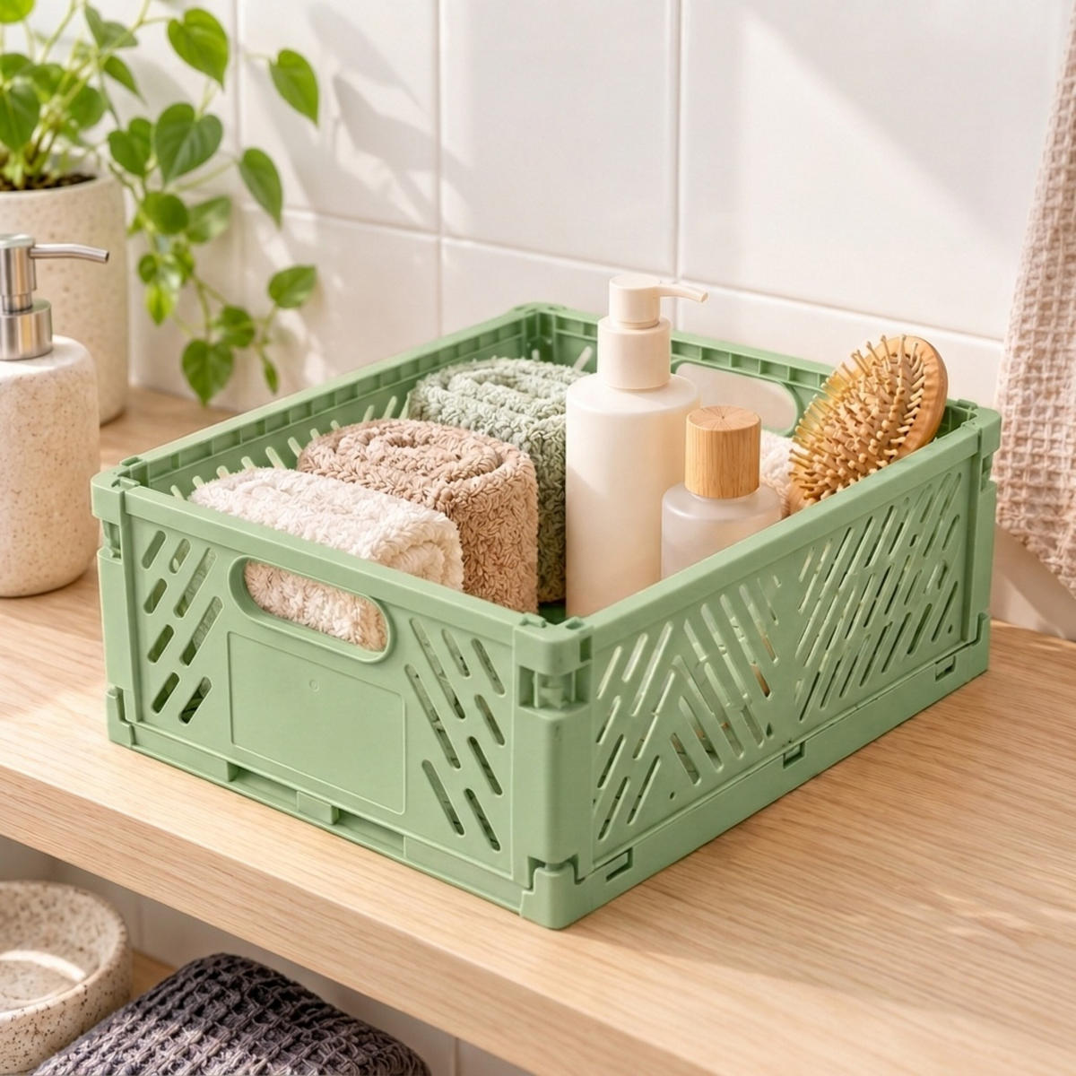 KLAPPBOX Salbei 4er-Set - Grün, Kunststoff (29/12/21cm) - Relaxdays