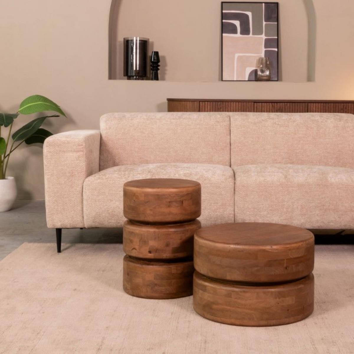 BEISTELLTISCH Milly Braun 35/35/47 cm - Hellbraun, Holz (35/35/47cm) - LABEL51