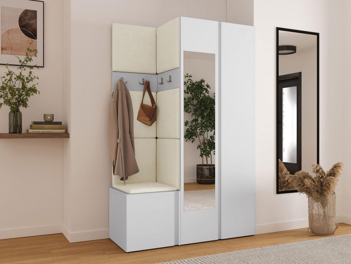 MOBILIER PENTRU HOL Orion XXVI - alb/bej, material plastic/compozit lemnos (116/186/46cm) - MIRJAN24
