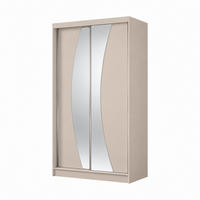 KLEIDERSCHRANK Nox 120 cm Kaschmir Spiegel 2 Schubladen Griffe silber - Kaschmir, Holzwerkstoff (120/216/61cm) - KS Home Concept