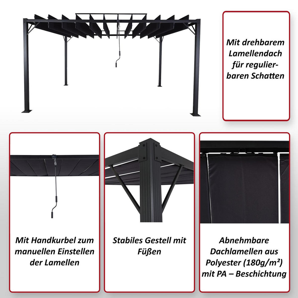 PERGOLA Anthrazit - Anthrazit, Metall (388/213/295cm) - MCW