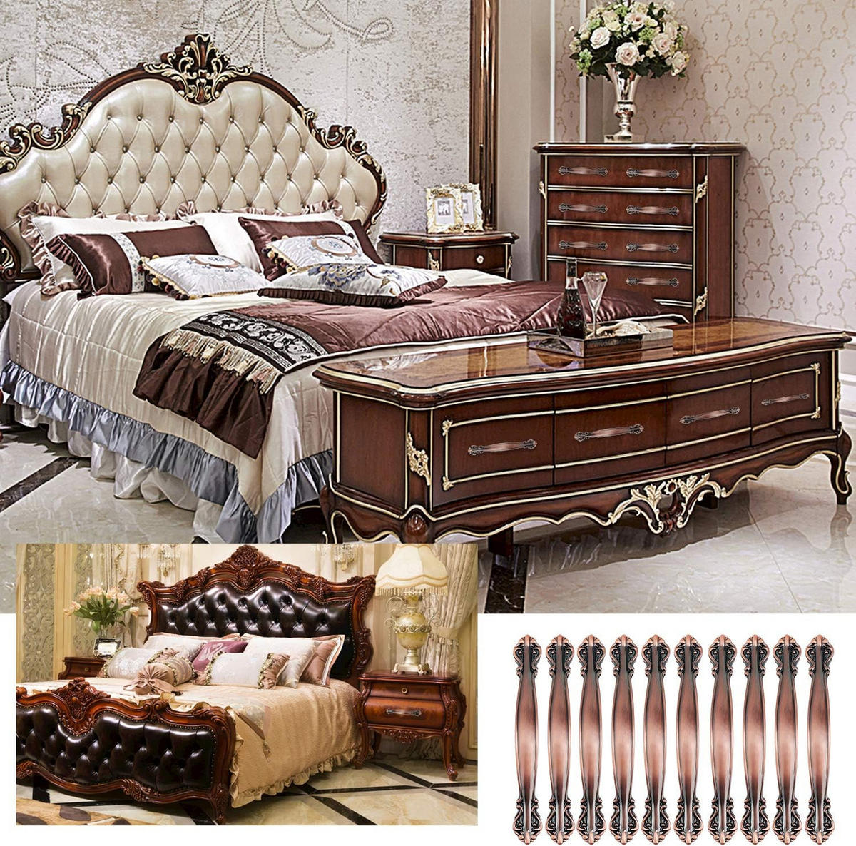 MÖBELGRIFF Rot Bronze 10er-Set 128 mm - Multicolor, Textil (2.2/2/17.5cm)