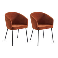 STUHL 2er-Set mit Armlehnen - Stoff & Metall - Terracotta - MORONI - Braun, Textil (58.5/79/56.5cm) - Pascal Morabito