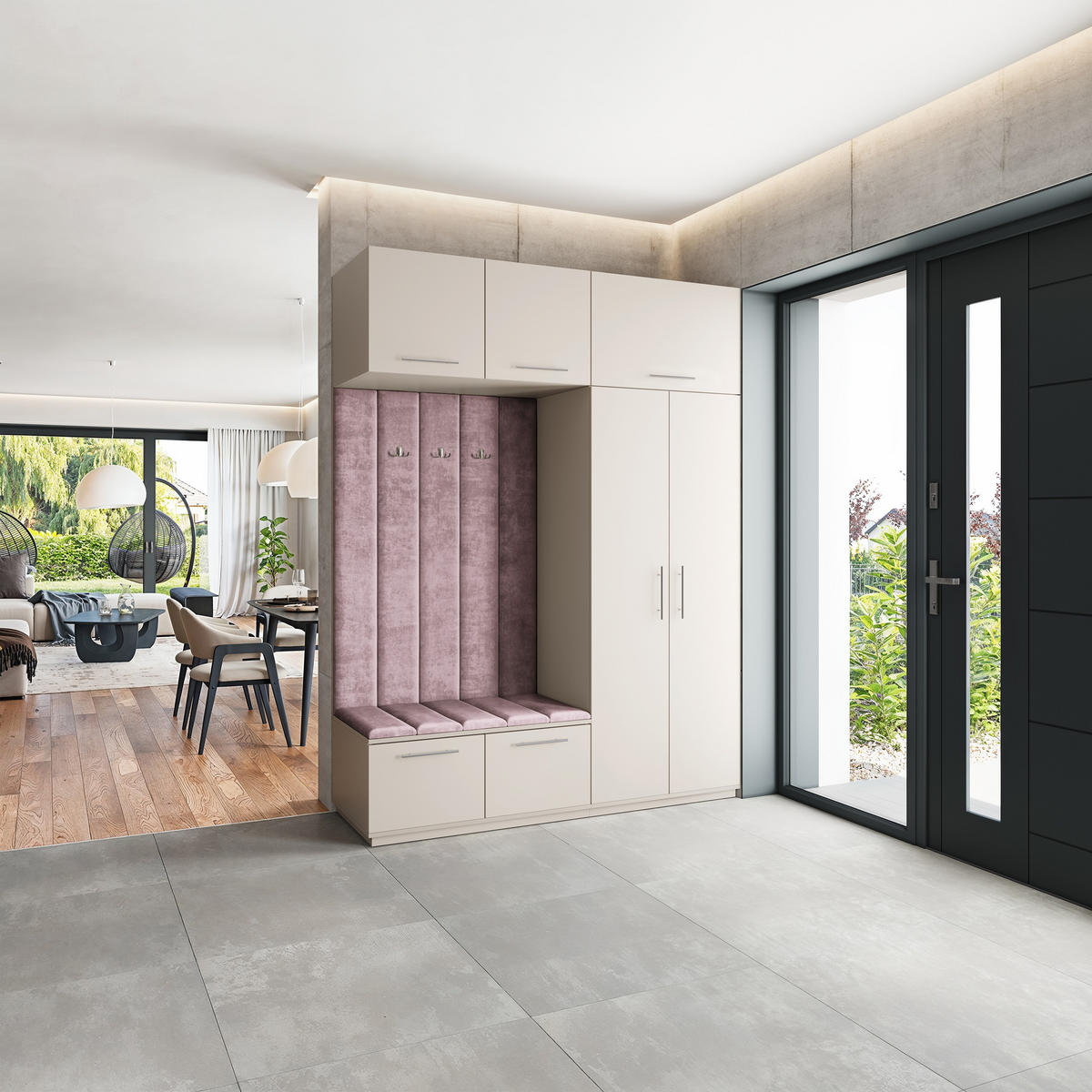 GARDEROBENSCHRANK REMA 180/240/60 cm Modern Garderobe-Set Kaschmir - Kaschmir/Lila, Holzwerkstoff (180/240/60cm) - MASSENO