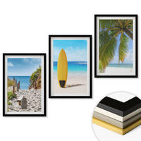 WANDBILDER 3er-Set - 40x60 cm Schwarzer Rahmen - Urlaubsstrände, Wellen, Palmen - Schwarz, Kunststoff (40/60cm) - ArtPrintCave