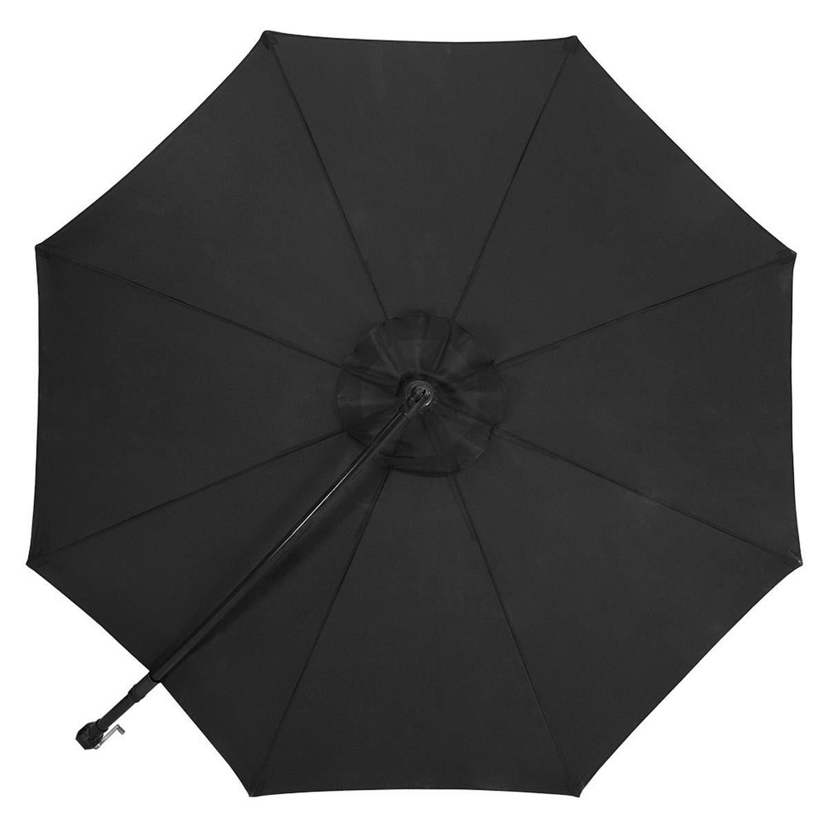 AMPELSCHIRM aus Polyester Metall in Schwarz und befüllbarer Kunststoff-Sockel mit dem Rollen UV-Schutz wetterfest drehbar 360° neigbar 60° 3 x 2.6m - Schwarz, Metall (260/50cm) - Livingandhome