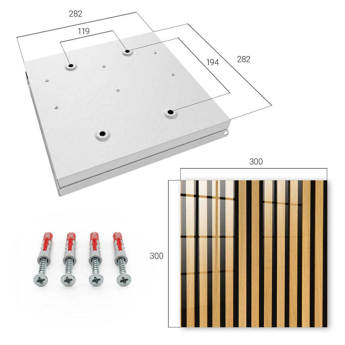 SCHLÜSSELBOX Weiß 30x30 cm – Türöffnung nach rechts - Holzkonstruktion - Braun, Metall (30/30/5cm) - TULUP