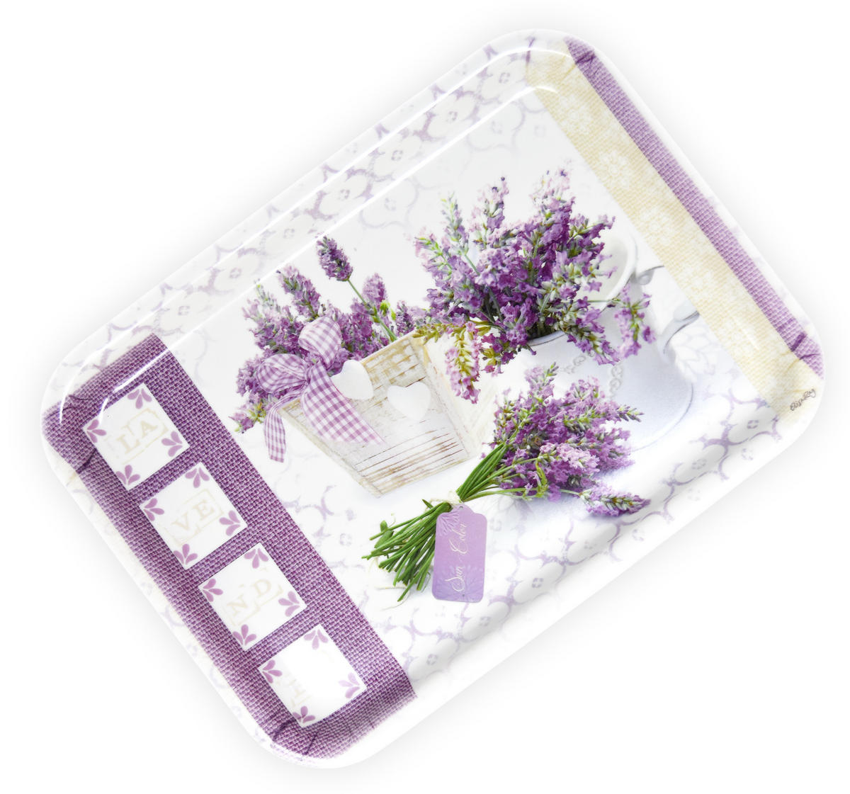 TABLETT Lavendeltraum, rechteckige Melamin Serviertablett 31x23 cm - Flieder, Kunststoff (23/2/31cm) - Lashuma