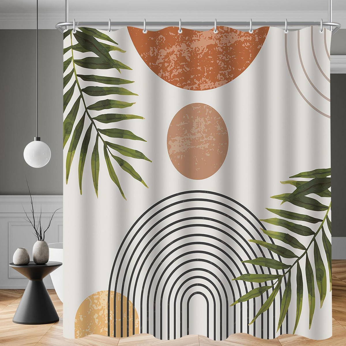 DUSCHVORHANG Blätter Linie 240 x 200 cm - Multicolor, Textil (240/200cm)