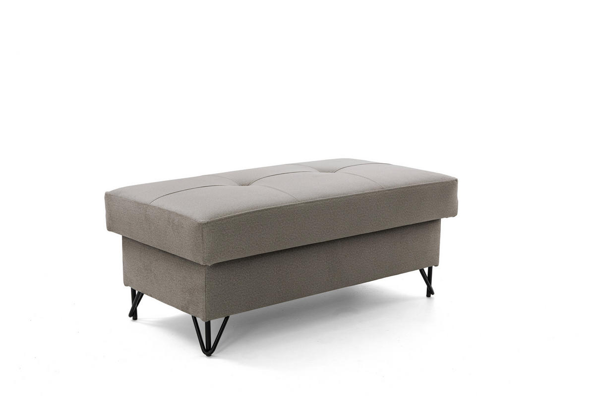 POUF JUNIOR 105x55 cm Velours Beige - Beige/Schwarz, Holz/Textil (105/43/55cm) - Muffo