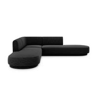 WENDBARES-ECKSOFA Miley aus Chenille-Stoff schwarz 5 Sitzplätze - Schwarz, Textil (248/248cm) - Micadoni