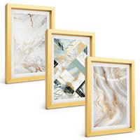 BILDER SET 3er Set - 20x30 cm Goldrahmen - Elegante Marmormuster - Goldfarben, Kunststoff (20/30cm) - TULUP