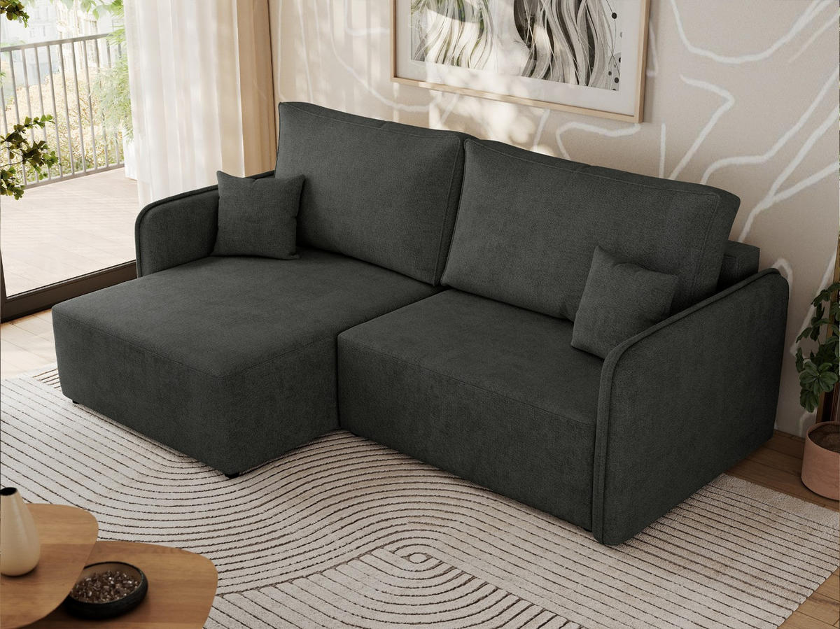 ECKSCHLAFSOFA MESTO L Dunkelgrau Struktur - links - Dunkelgrau/Schwarz, Kunststoff/Textil (227/147cm) - MKS