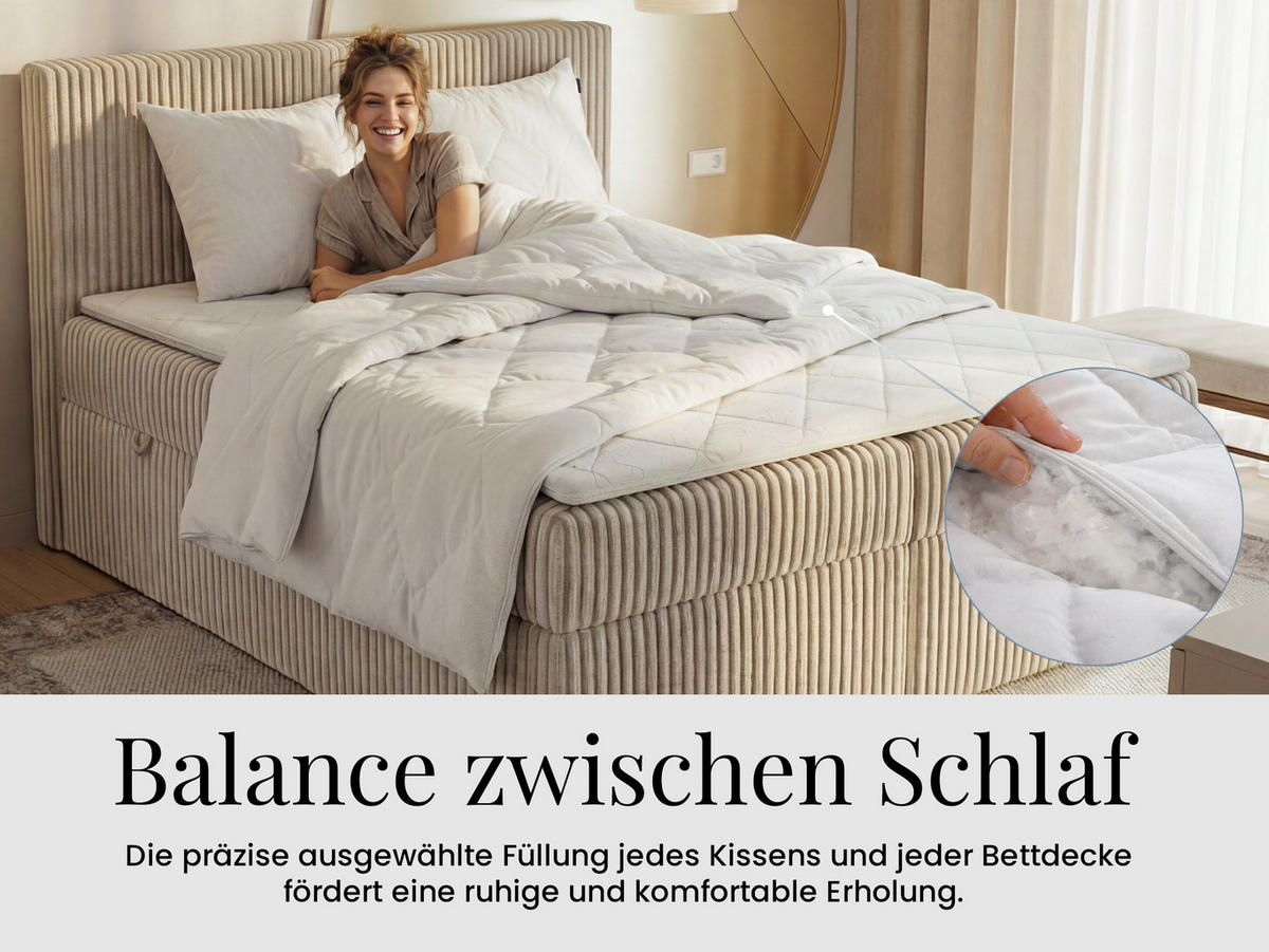 GANZJAHRESBETTDECKE Anti-Stress-Effekt CALIMA 160/200 mit Kopfkissen 40/80 - Weiß, Textil (160/200cm) - MKS