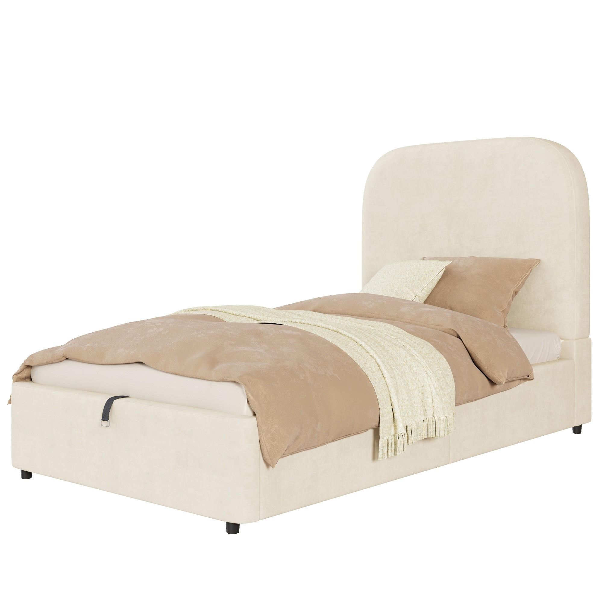 POLSTERBETT 90/200 cm Beige aus Samt mit Stauraum - Beige, Textil (90/200cm) - OKMYHOME