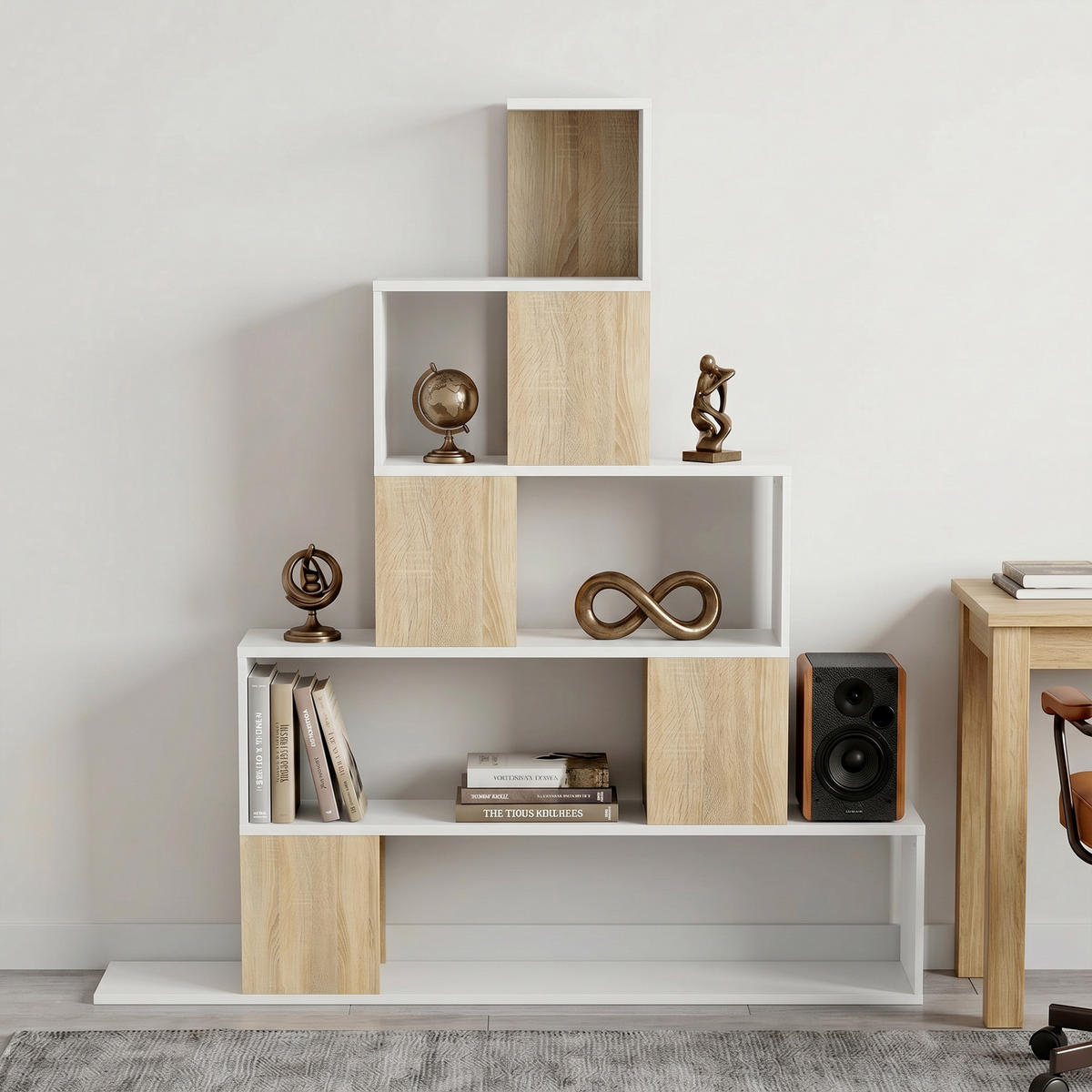 BÜCHERREGAL Weiß Naturfarben 120/22/131,5 cm - Ahornfarben, Holzwerkstoff (22/131.5/120cm) - PANGIVO