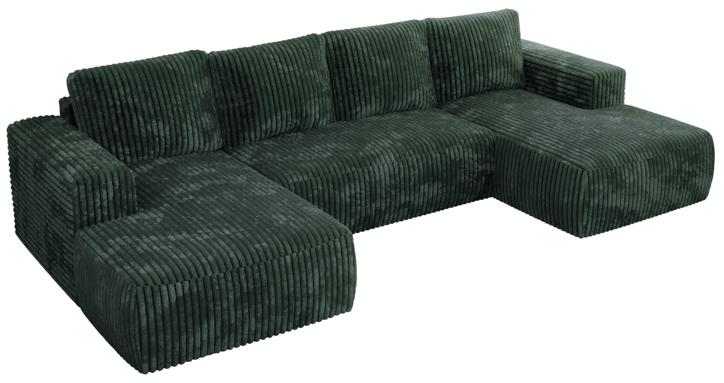 WOHNLANDSCHAFT TRENTINO U Grün Cord - Grün, Textil (334/91/163cm) - MKS