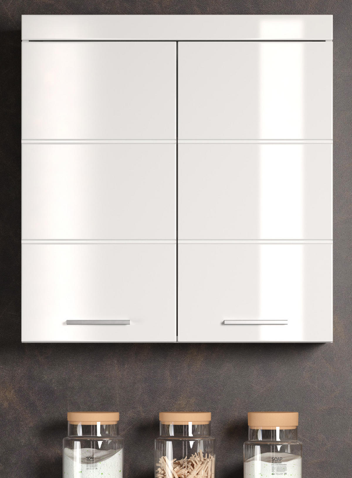 HÄNGESCHRANK weiß Hochglanz 73 x 77 cm, Badschrank hängend - Weiß, Holzwerkstoff/Kunststoff (73/77/23cm) - Top.Furn