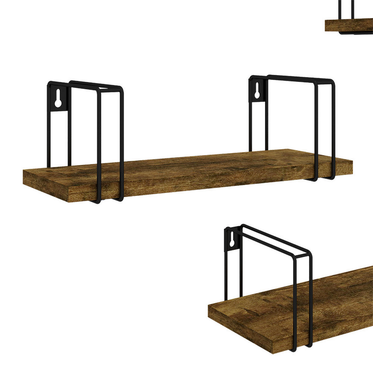 WANDREGAL Fyrk Antikholz 3 Teile - Eichefarben/Schwarz, Holzwerkstoff (43/10.8/12.8cm) - Vicco