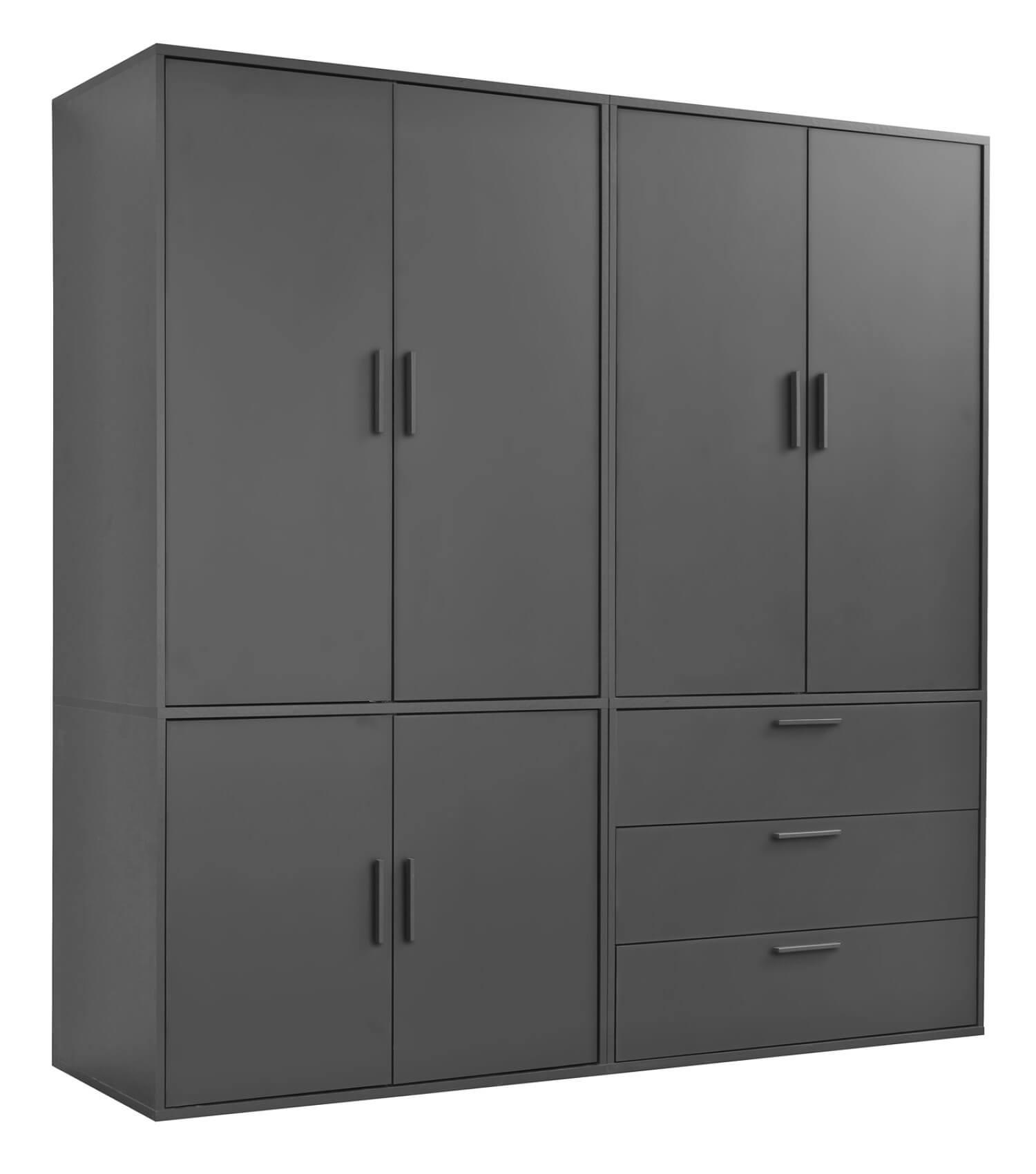 KLEIDERSCHRANK Der Grenzenlose - Anthrazit, Holzwerkstoff (180/187/58cm) - Mokebo