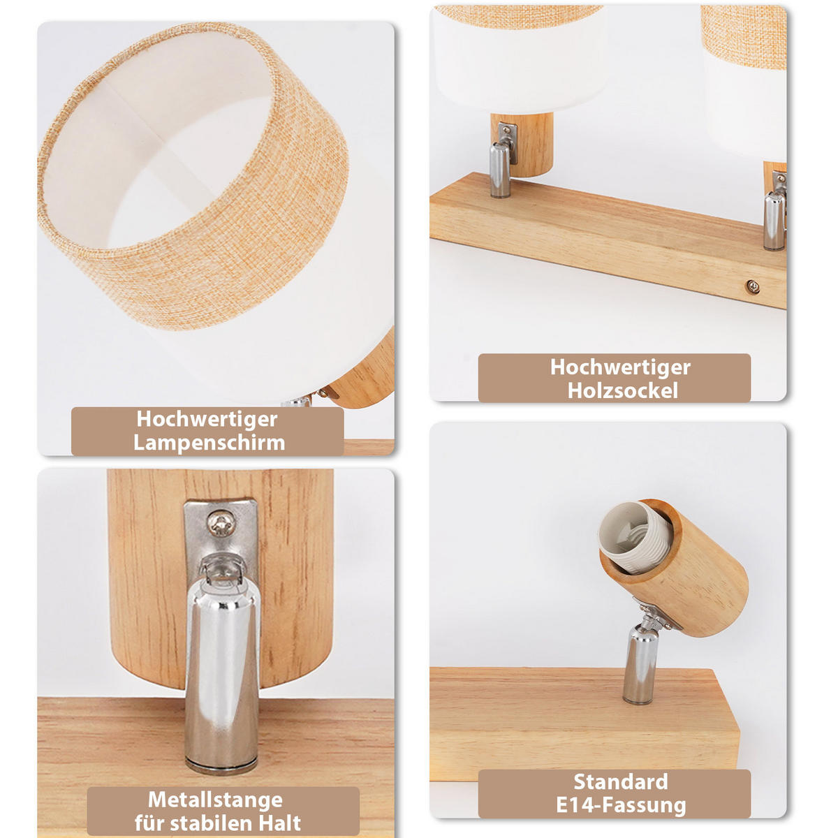 DECKENSTRAHLER Leniq 16/13/68 cm - Beige, Holz (68/16/13cm) - ZMH