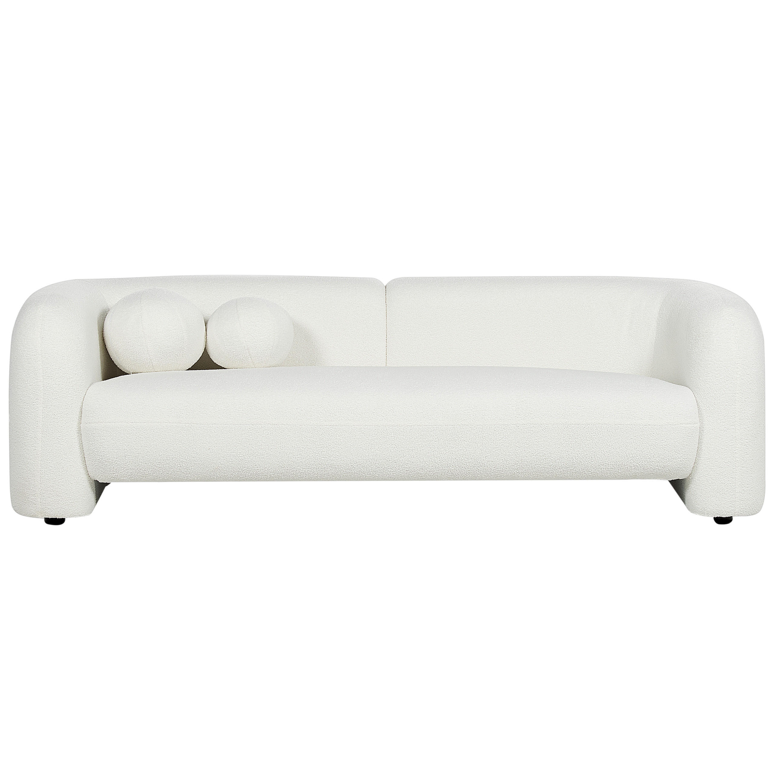 3-SITZER-SOFA Bouclé Weiß Leiren - Weiß, Textil (224/73/83cm) - Beliani