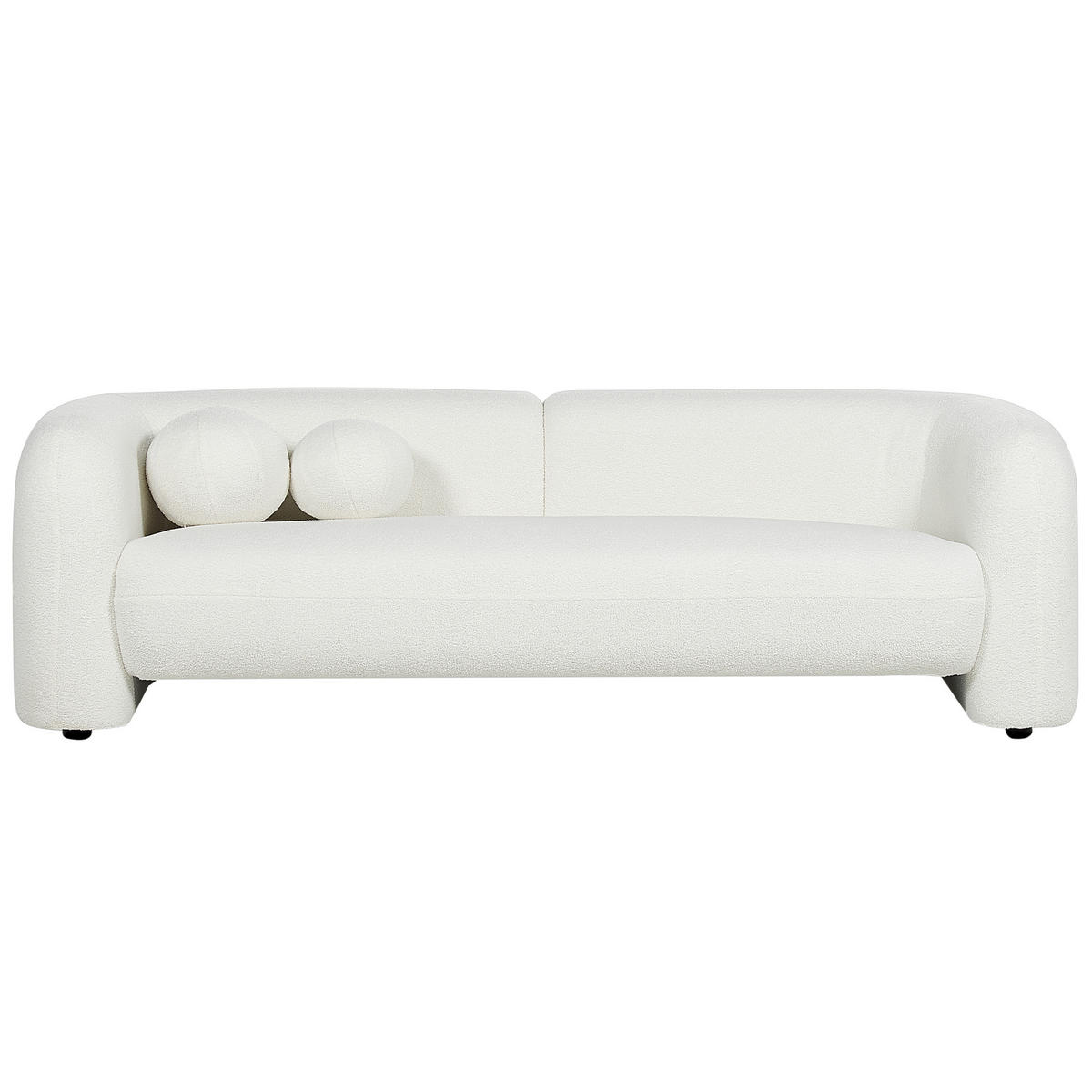 3-SITZER-SOFA Bouclé Weiß Leiren - Weiß, Textil (224/73/83cm) - Beliani
