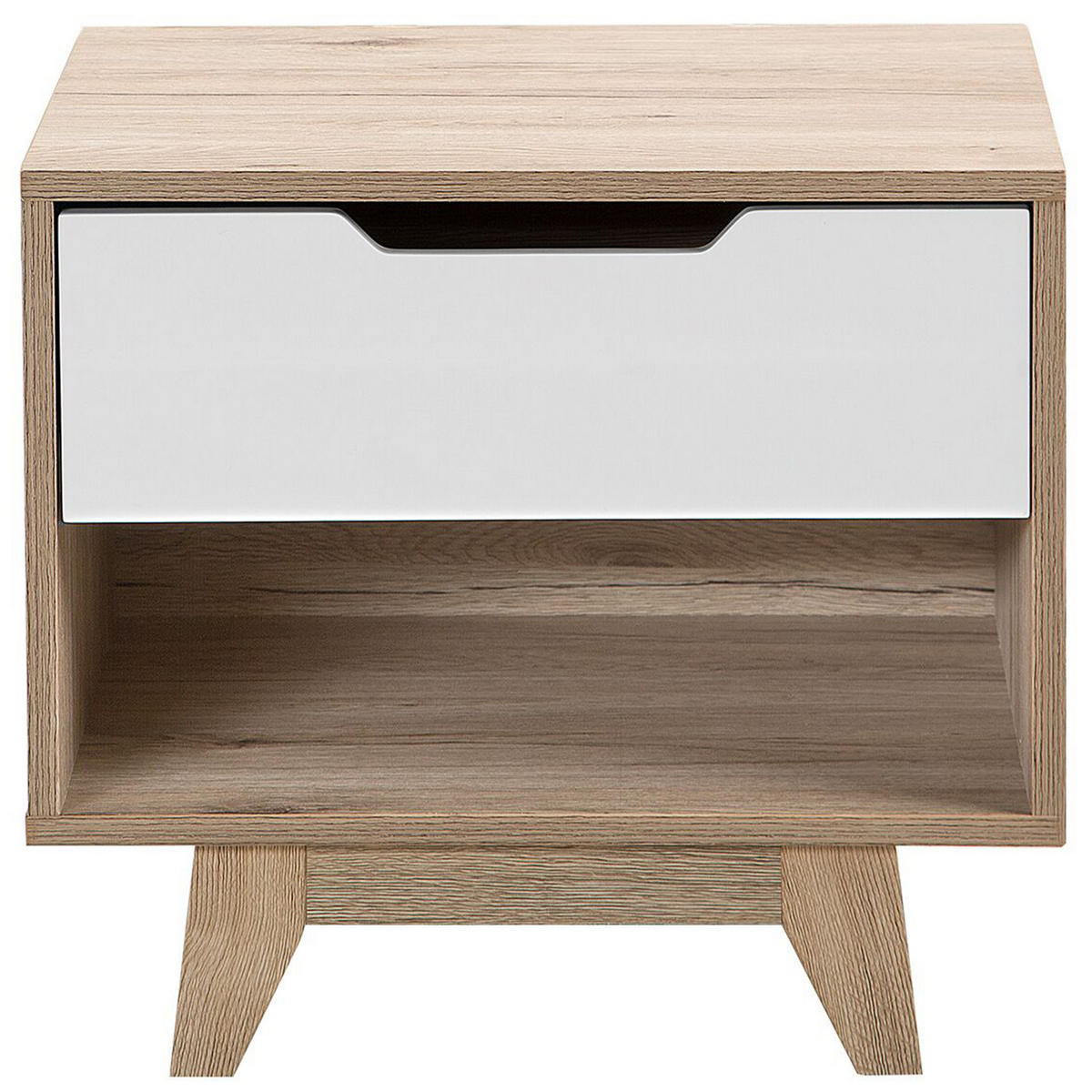 NACHTTISCH heller Holzfarbton/weiß Spencer - Hellbraun/Weiß, Holzwerkstoff (50/46/40cm) - Beliani