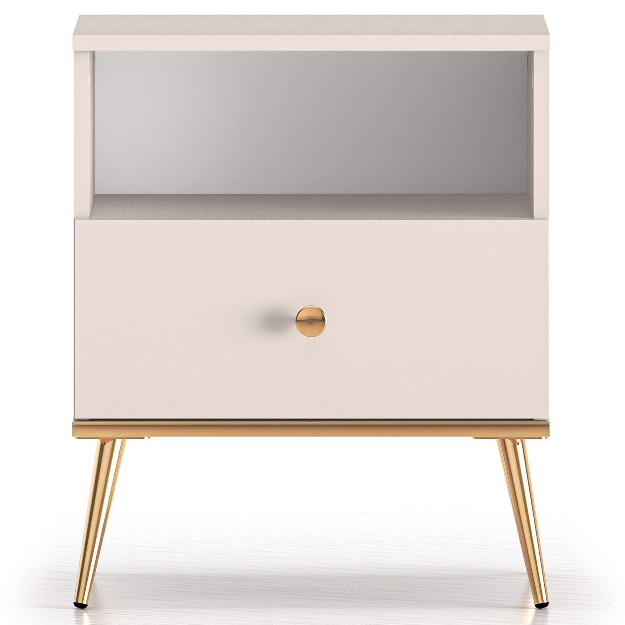 NACHTTISCH FRALIA,Creme - Creme, Holzwerkstoff (50/60/34cm) - KONSIMO®