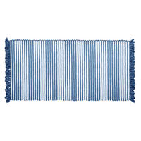 HANDGEWEBTER Läufer 60x120 cm Jeansblau - Dunkelblau, Naturmaterialien/Textil (60/120cm) - Lashuma