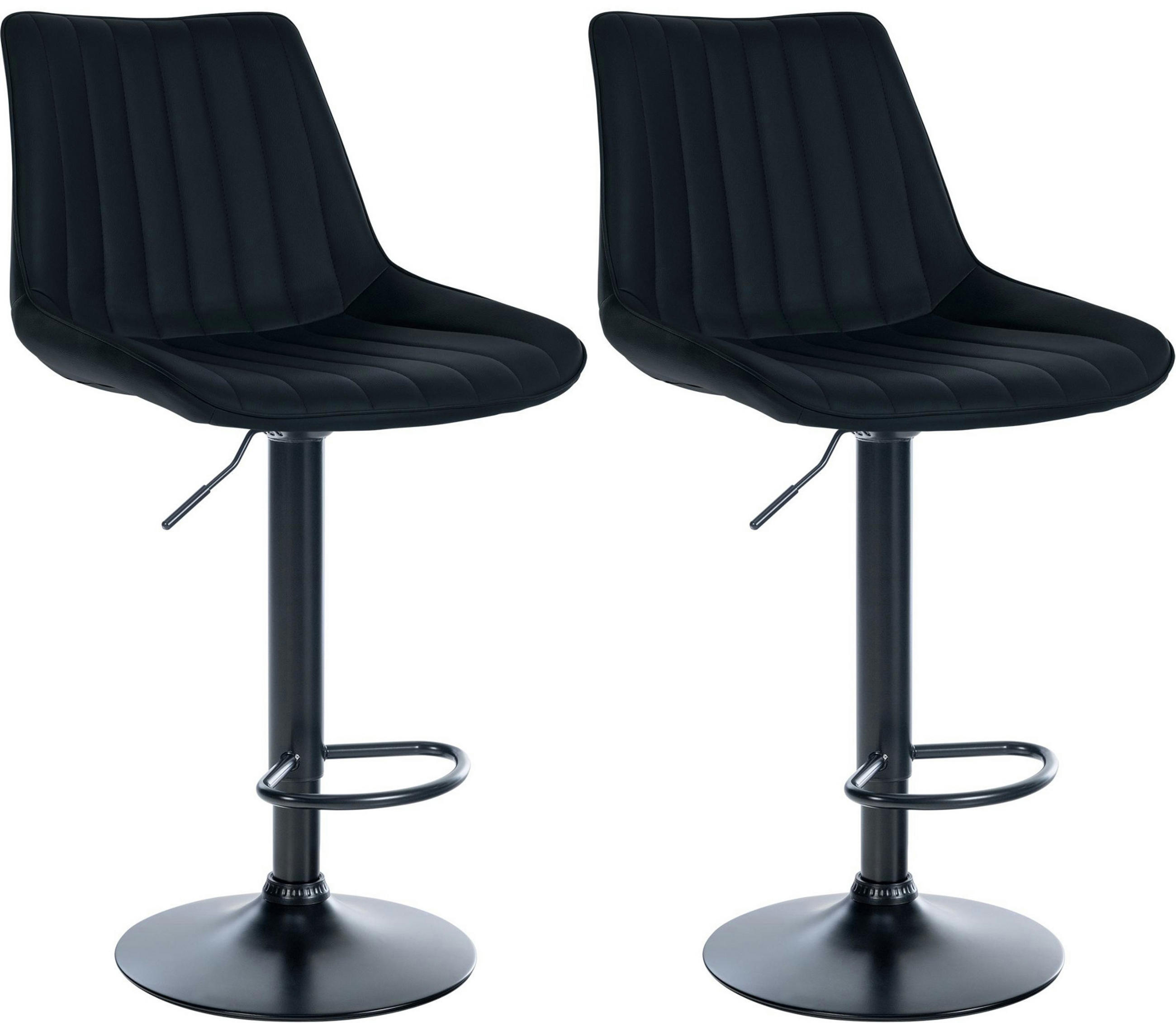 BARHOCKER 2er Set Tolor Kunstleder schwarz schwarz - Schwarz, Kunststoff/Metall (49.5/112/50cm) - TPFLiving