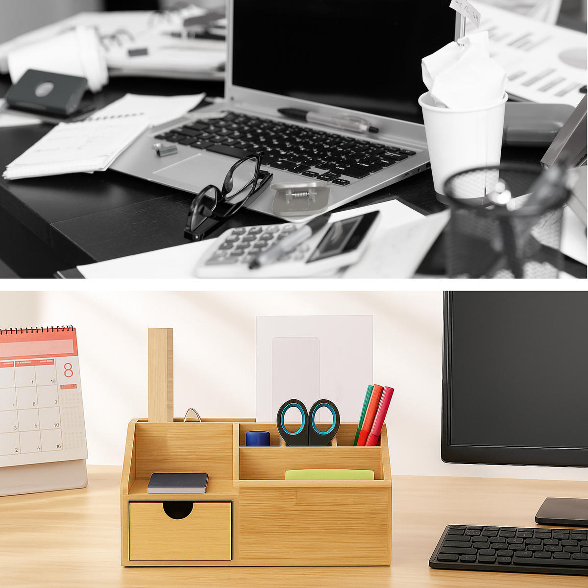 SCHREIBTISCH-ORGANIZER - Hellbraun, Holz (24.5/11/15cm) - Relaxdays