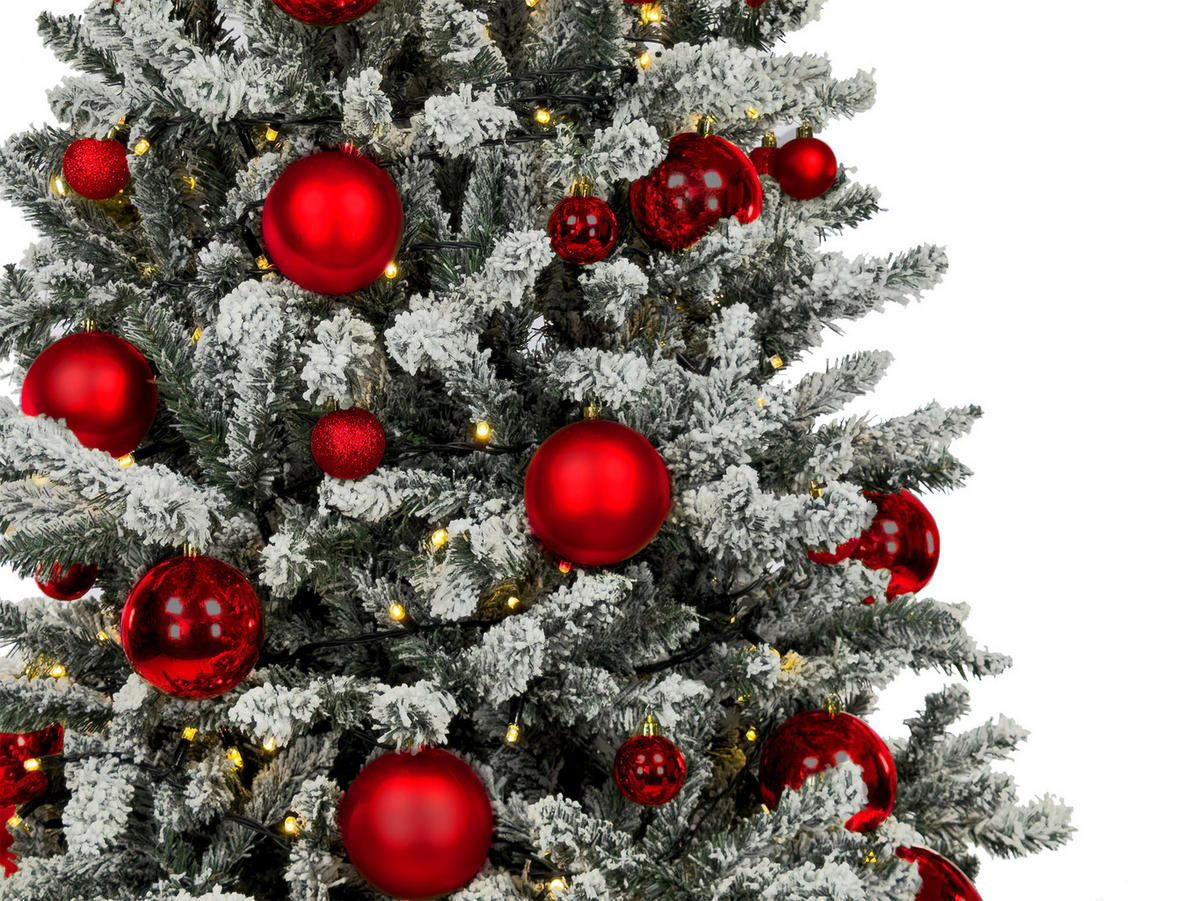 CHRISTBAUMKUGEL-SET 85 Stück in Luxus-Box RED CHRISTMAS für Weihnachtsbaum 240-270 cm - Rot, Kunststoff/Textil (55/50/75cm) - LAALU