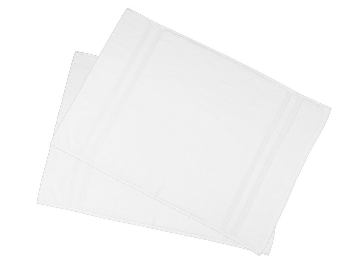 BADEMATTE, 2er-Set, 50x75 cm, 100% Baumwolle, Weiß - Weiß, Textil (50/75cm) - Zollner