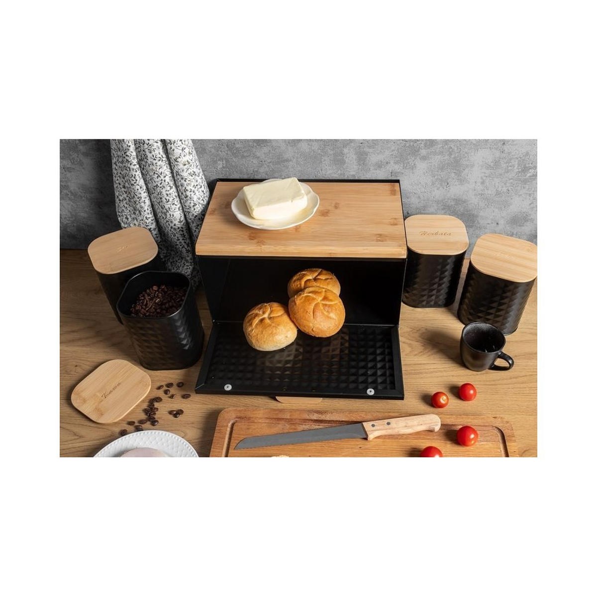 BROTKASTEN Schwarz 33.5/23.5/21 cm 63909 - Schwarz, Holz (23.5/21/33.5cm) - Brunbeste