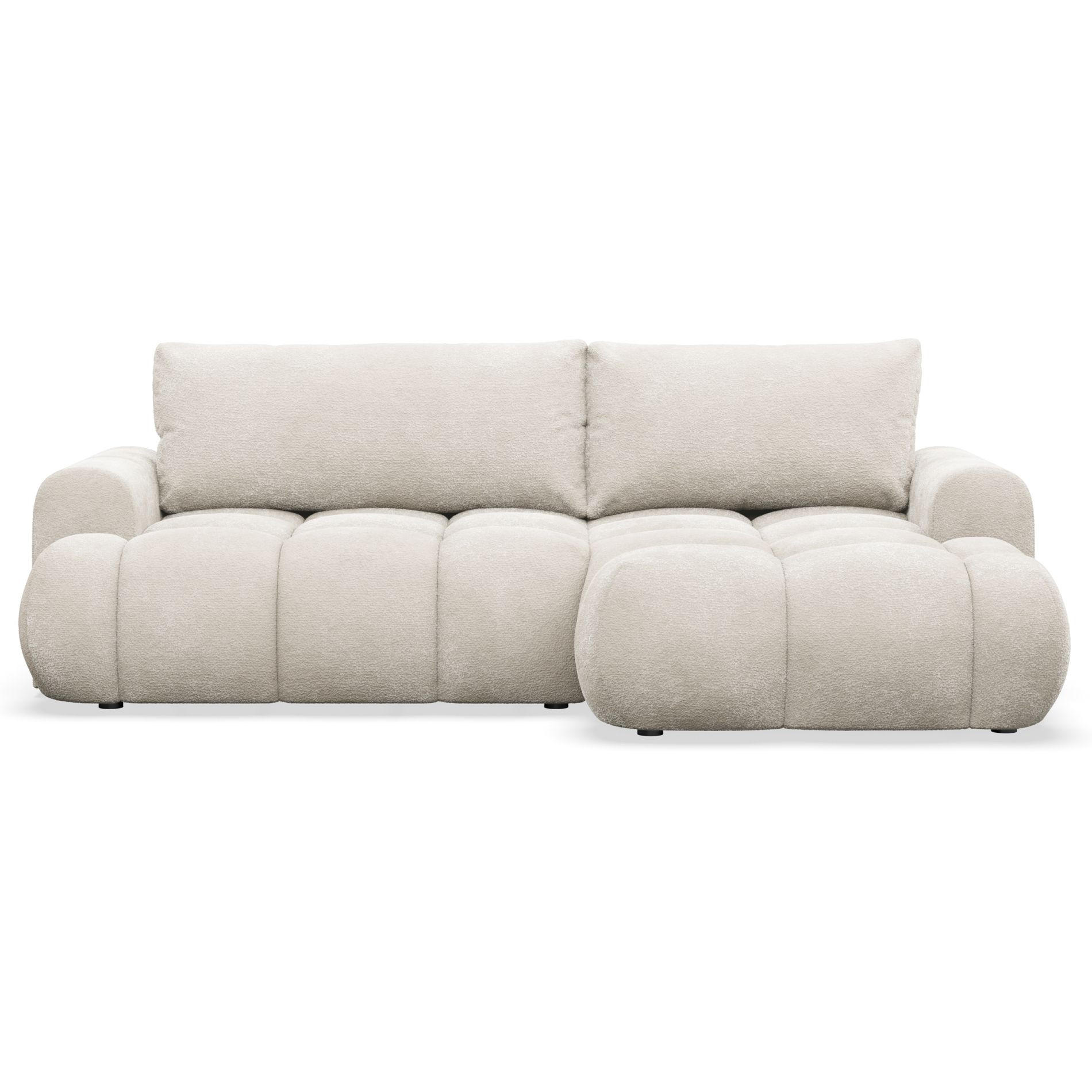 ECKSOFA Ombo Mini, Creme Bouclé, rechtsseitig - Creme/Schwarz, Kunststoff/Textil (256/155cm) - Selsey