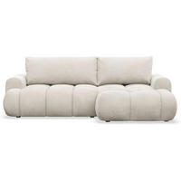 ECKSOFA Ombo Mini, Creme Bouclé, rechtsseitig - Creme/Schwarz, Kunststoff/Textil (256/155cm) - Selsey